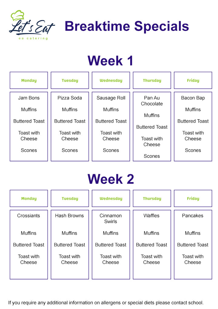 Canteen Menu